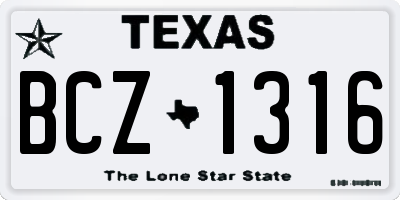 TX license plate BCZ1316