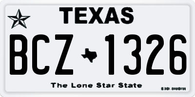 TX license plate BCZ1326