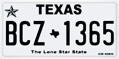 TX license plate BCZ1365