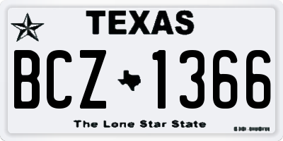 TX license plate BCZ1366