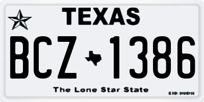 TX license plate BCZ1386