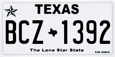 TX license plate BCZ1392