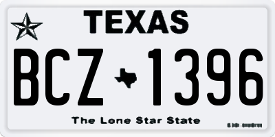 TX license plate BCZ1396