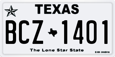 TX license plate BCZ1401