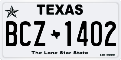 TX license plate BCZ1402
