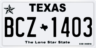 TX license plate BCZ1403