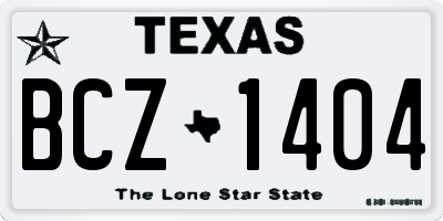 TX license plate BCZ1404