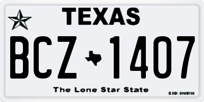 TX license plate BCZ1407