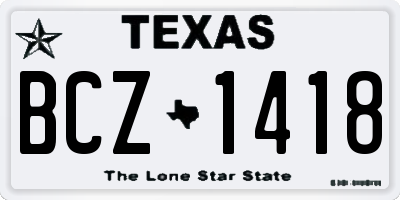 TX license plate BCZ1418