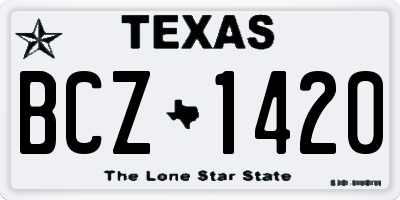 TX license plate BCZ1420