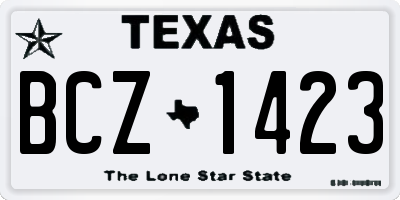 TX license plate BCZ1423