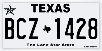 TX license plate BCZ1428