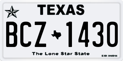TX license plate BCZ1430