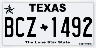 TX license plate BCZ1492