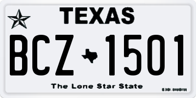 TX license plate BCZ1501