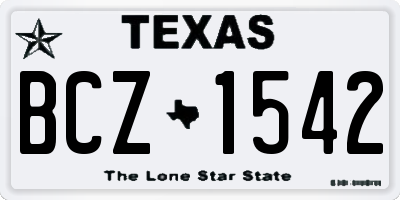 TX license plate BCZ1542