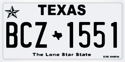 TX license plate BCZ1551