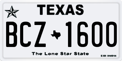 TX license plate BCZ1600