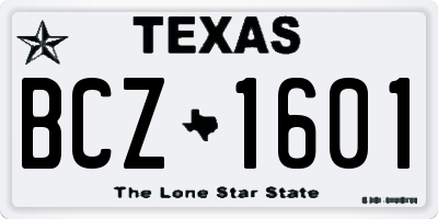 TX license plate BCZ1601