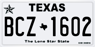 TX license plate BCZ1602