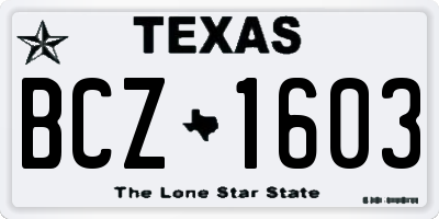 TX license plate BCZ1603