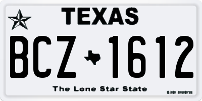 TX license plate BCZ1612