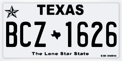 TX license plate BCZ1626