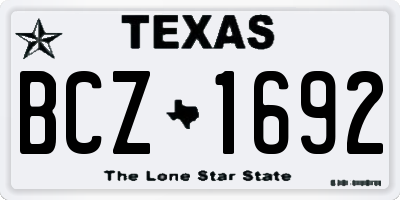 TX license plate BCZ1692