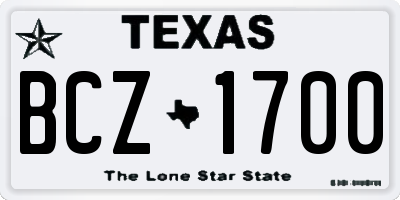 TX license plate BCZ1700