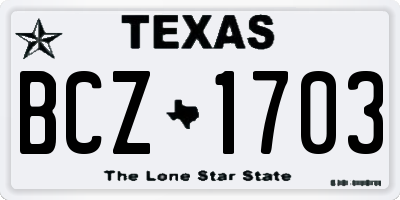 TX license plate BCZ1703