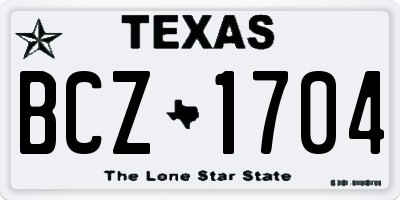 TX license plate BCZ1704