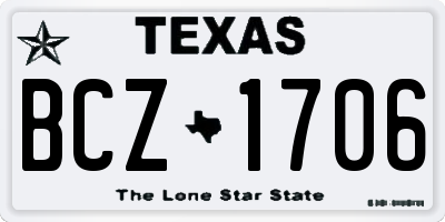 TX license plate BCZ1706