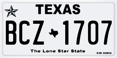 TX license plate BCZ1707