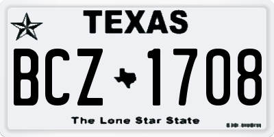 TX license plate BCZ1708