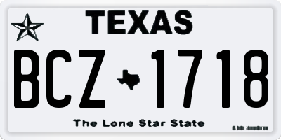 TX license plate BCZ1718