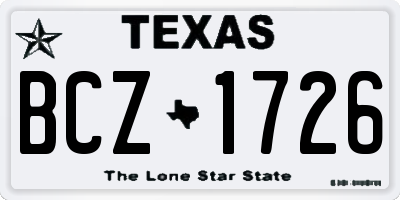 TX license plate BCZ1726
