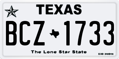 TX license plate BCZ1733