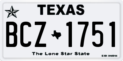 TX license plate BCZ1751