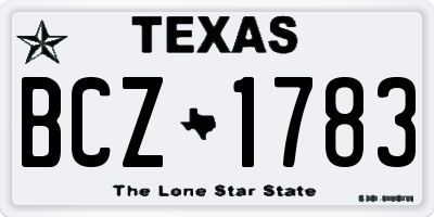 TX license plate BCZ1783