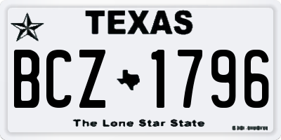 TX license plate BCZ1796