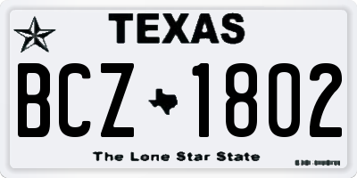 TX license plate BCZ1802