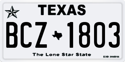 TX license plate BCZ1803