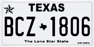TX license plate BCZ1806