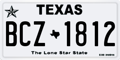 TX license plate BCZ1812