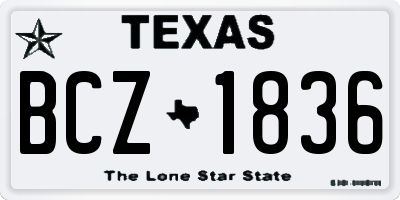 TX license plate BCZ1836