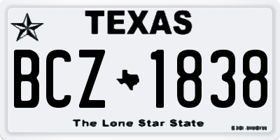TX license plate BCZ1838