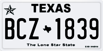 TX license plate BCZ1839