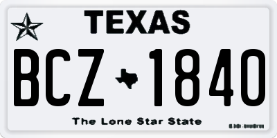 TX license plate BCZ1840
