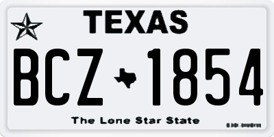 TX license plate BCZ1854