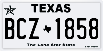 TX license plate BCZ1858
